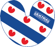 Bandera frisona en forma de corazón con el logotipo de Axtra.